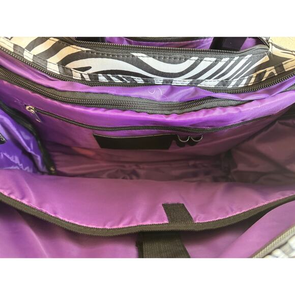 NEW Carry On Friendly Rolling Travel Bag Zebra Print Wheeled Duffel Luggage - Picture 8 of 10